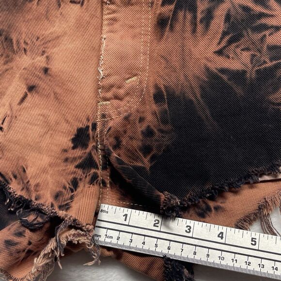 Levis 501 Shorts Womens Zipper Fly Tie Dye High Rise Denim Brown Black Sz 28 - Picture 6 of 12